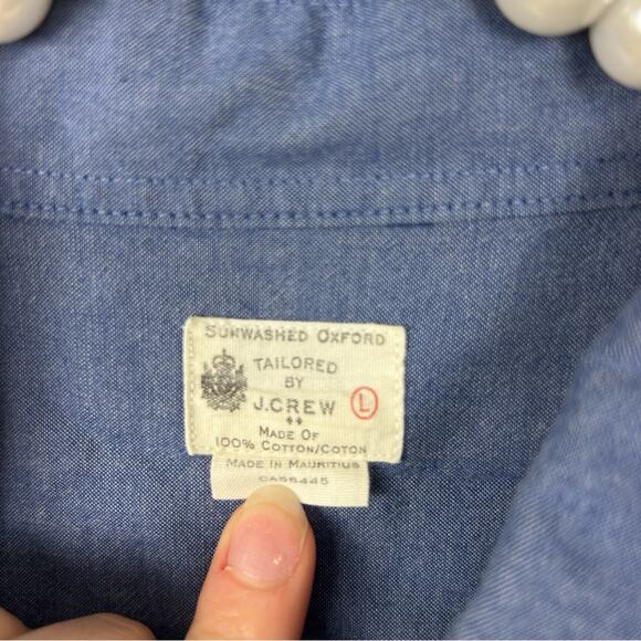 J.Crew Men’s Two Toned Blue Sunwashed Oxford Button Down Shirt Size L - Picture 6 of 7
